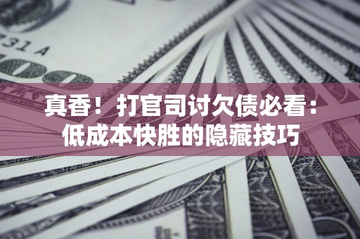 济南真香！打官司讨欠债必看：低成本快胜的隐藏技巧